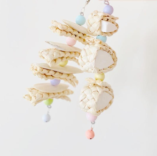 Cuttlefish Bones with Corn Leaf Hanging Toy Handmade Bird Toys Organic Bird Cages Accessories