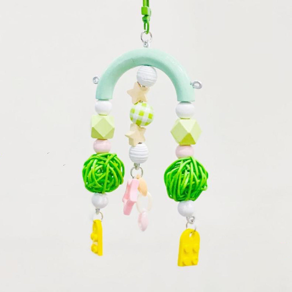 18cm Colourful Blocks with Star Bite Hanging Natural Parrot Birdie Toy for Small Medium Size Parrot Cages Accessories
