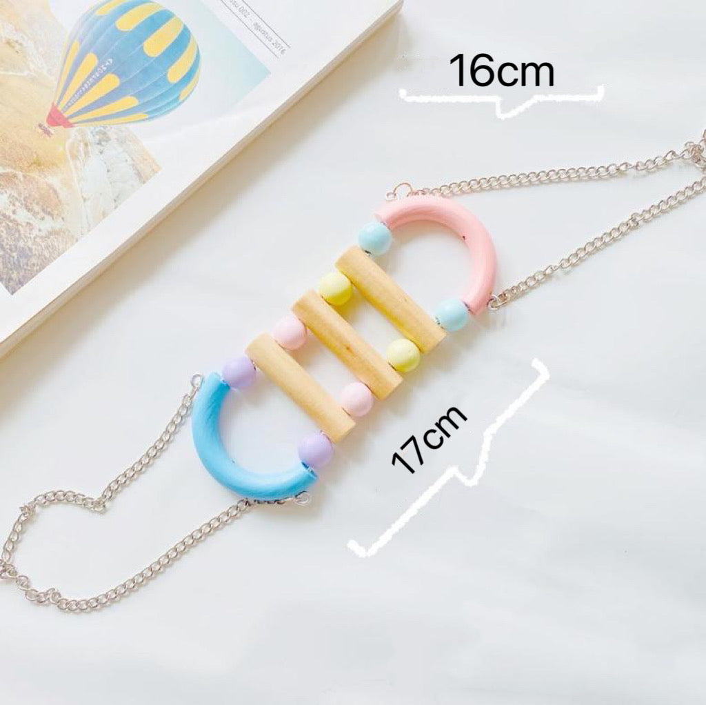 17x16cm Pastel & Raimbow Swings Drawbridge Parrot Birdie Toy for Small Medium Size Parrot Cages Accessories