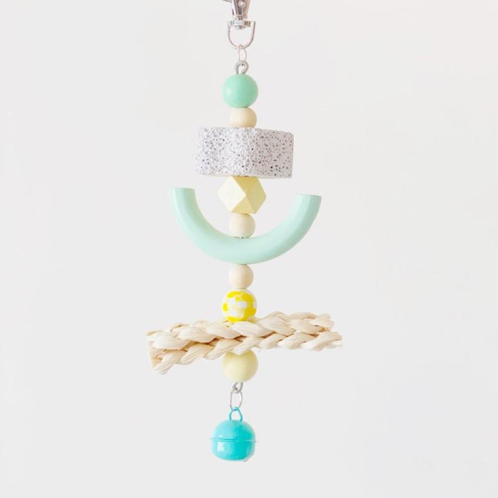 22cm Pastel Fun with Bell or Flower Bite Hanging Natural Parrot Birdie Toy for Small Medium Size Parrot Cages Accessories