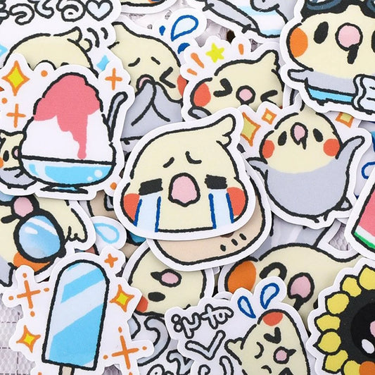 Cocktails Budgie Parrot Stickers Waterproof