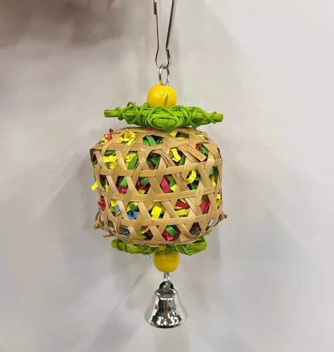Pineapple with Bamboo Hanging Parrot Toy Handmade Bird Toys