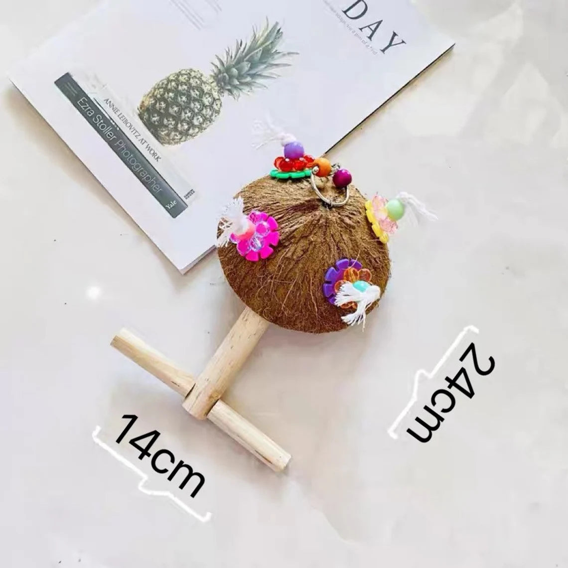 24x14cm Coconut with Flowers Swings Hanging Parrot Toy for Small Medium Size Parrot Birdie Toy Cages Accessories