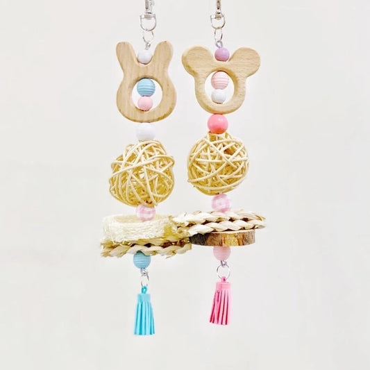 Birdie Fish Rabbit Mouse Star Elephant Wooden Hanging Toy Handmade Bird