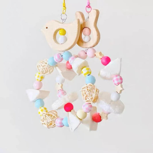 Kawaii Rabbit Bird Heart Flower Colourful Birdcage Decorative Parrot Toys Hanging Toy Handmade