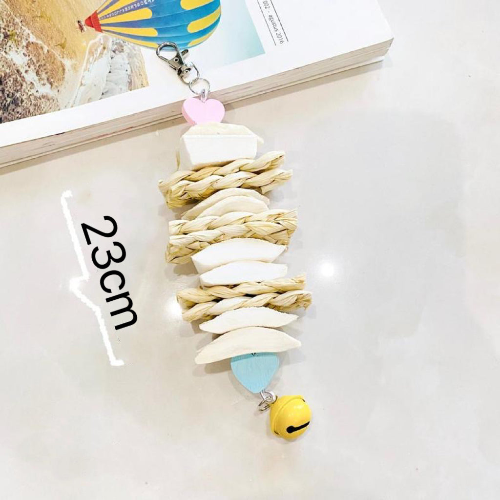 23cm Star Heart Small Cuttlefish Bone Hanging Toy Handmade Bird Toys Organic Bird Cages Accessories