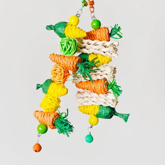 Vegetable with bell Carrot Corn Parrot Toys Hanging Toy Handmade