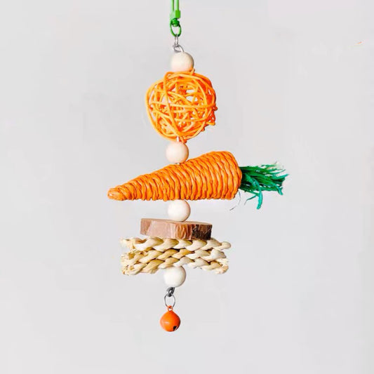 23cm Vegetable with Bell Carrot Eggplant White Radish Parrot Toys Hanging Toy Handmade Bird Toys Organic Bird Cages Accessories