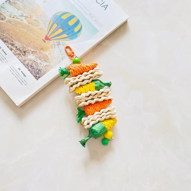 25cm Vegetable with bell Carrot Corn Parrot Toys Hanging Toy Handmade Bird Toys Organic Bird Cages Accessories