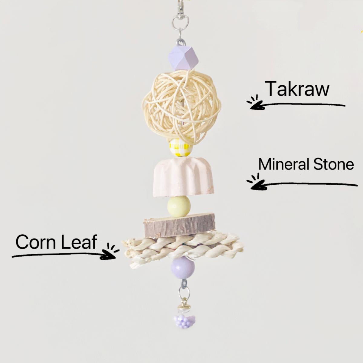 22cm Colourful Jelly Mineral Stone Hanging Parrot Toy for Small Medium Size Parrot Birdie Toy Cages Accessories