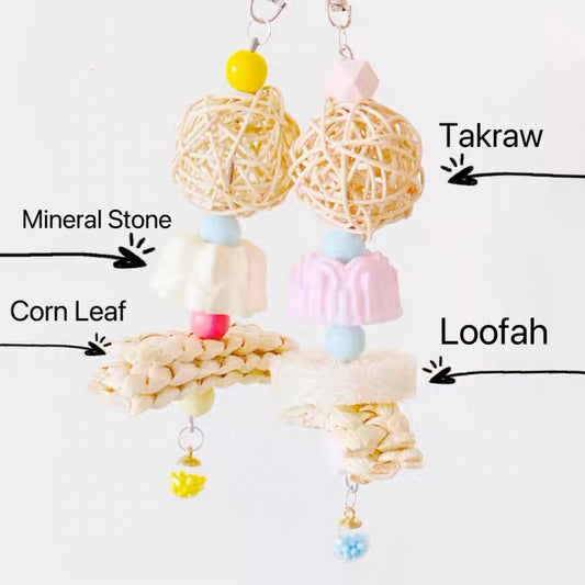 Colourful Jelly Mineral Stone Hanging Parrot Toy