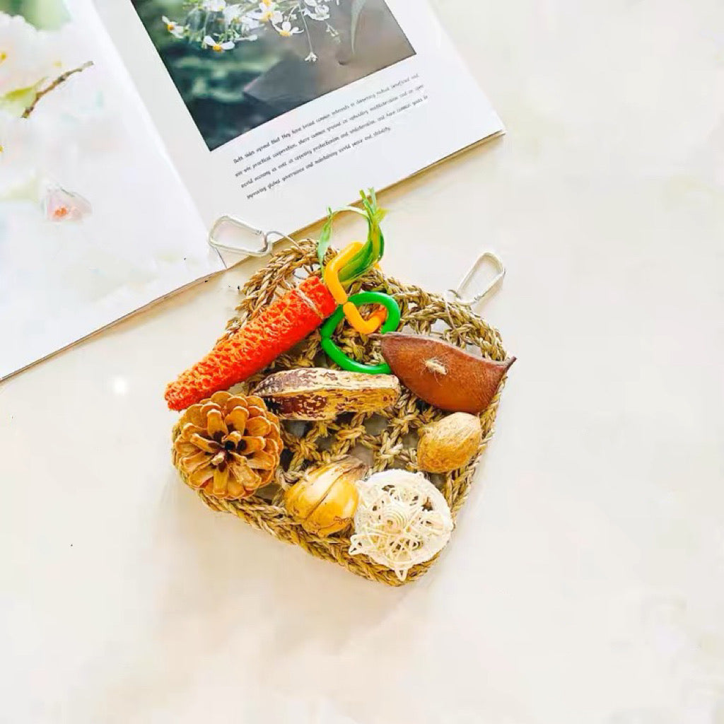 18x18cm 3 Style Seagrass DIY Parrot Toys Handmade Bird Toys Organic Bird Cages Accessories for Small Medium Parrot