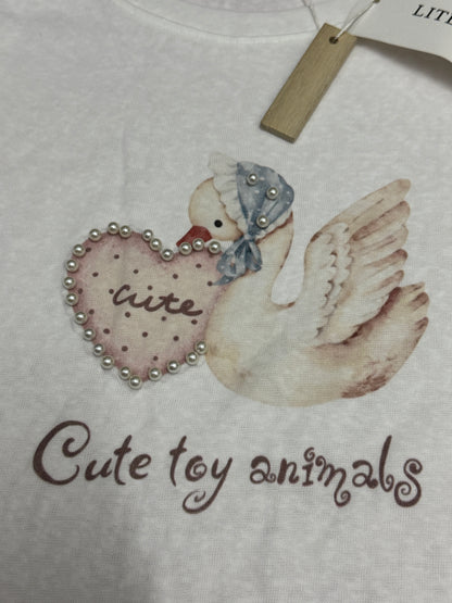 Korean Fashion Cute Animals Style T-Shirt Series | Vintage Pearl Dove - Kawaii Fashion Items