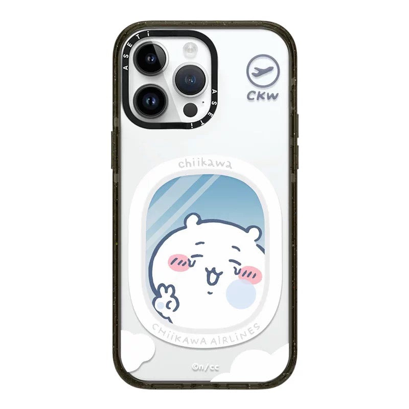 Japanese Cartoon ChiiKawa Clear with Transparent Black Frame Phone Case | Travel & Pajamas Song ChiiKawa Hachiware Usagi - iPhone Case 12 13 14 15 16 17 Pro Promax