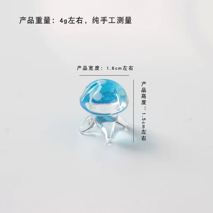 Japanese Cartoon Glass Ornament | Jellyfish Pink Blue Green - For Betta Fish Tropical Fish Toy Micro Landscape Creative