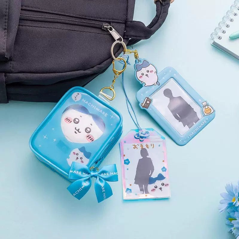 Japanese Cartoon Chiikawa Plastic with Ribbon Itabag Bag Keychain | ChiiKawa Hachiware Usagi Momonga Kurimanju Rakko Shisa Kani - Kawaii Items Can Put in Dolls Keep Dolls Clean