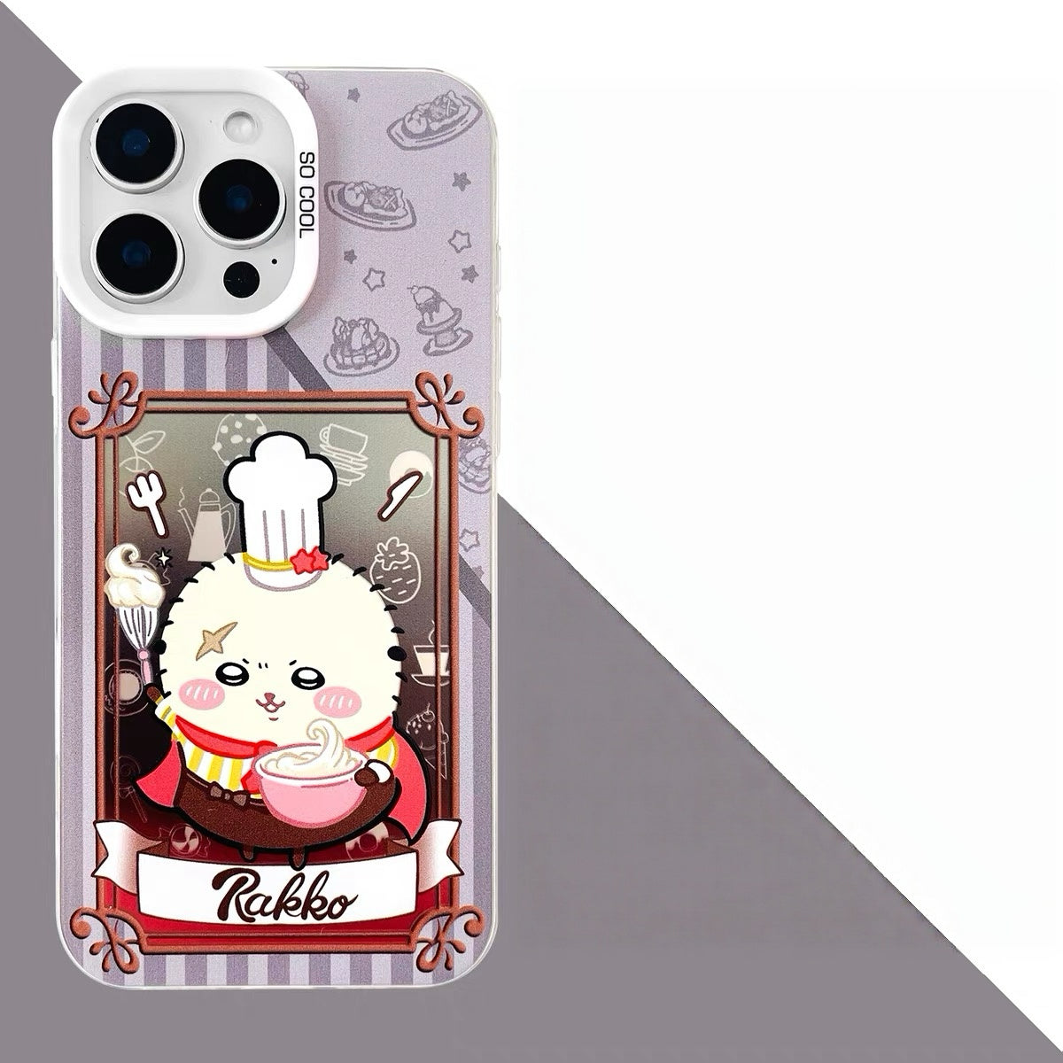 Japanese Cartoon ChiiKawa Cafe Cake Chef Laser Case | Chiikawa Hachiware Usagi Momonga Kurimanju Rakko 6 Styles - Phone Case Samsung Galaxy S26 S25 S24 S23 S22 S21 FE Ultra Edge