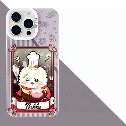 Japanese Cartoon ChiiKawa Cafe Cake Chef Laser Case | Chiikawa Hachiware Usagi Momonga Kurimanju Rakko 6 Styles - Phone Case Samsung Galaxy S26 S25 S24 S23 S22 S21 FE Ultra Edge