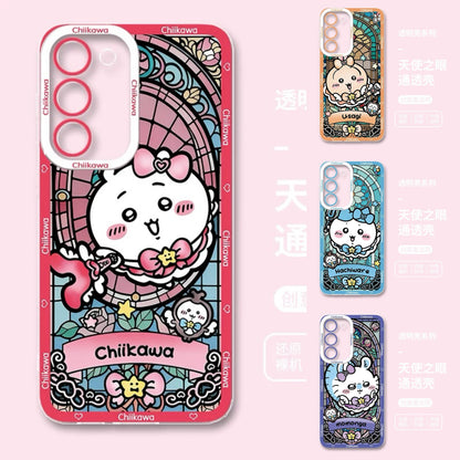 Japanese Cartoon Chiikawa Magic Girl Glass Window | Chiikawa Hachiware Usagi Momonga - Phone Case Samsung Galaxy S26 S25 S24 S23 S22 S21 FE Ultra Edge
