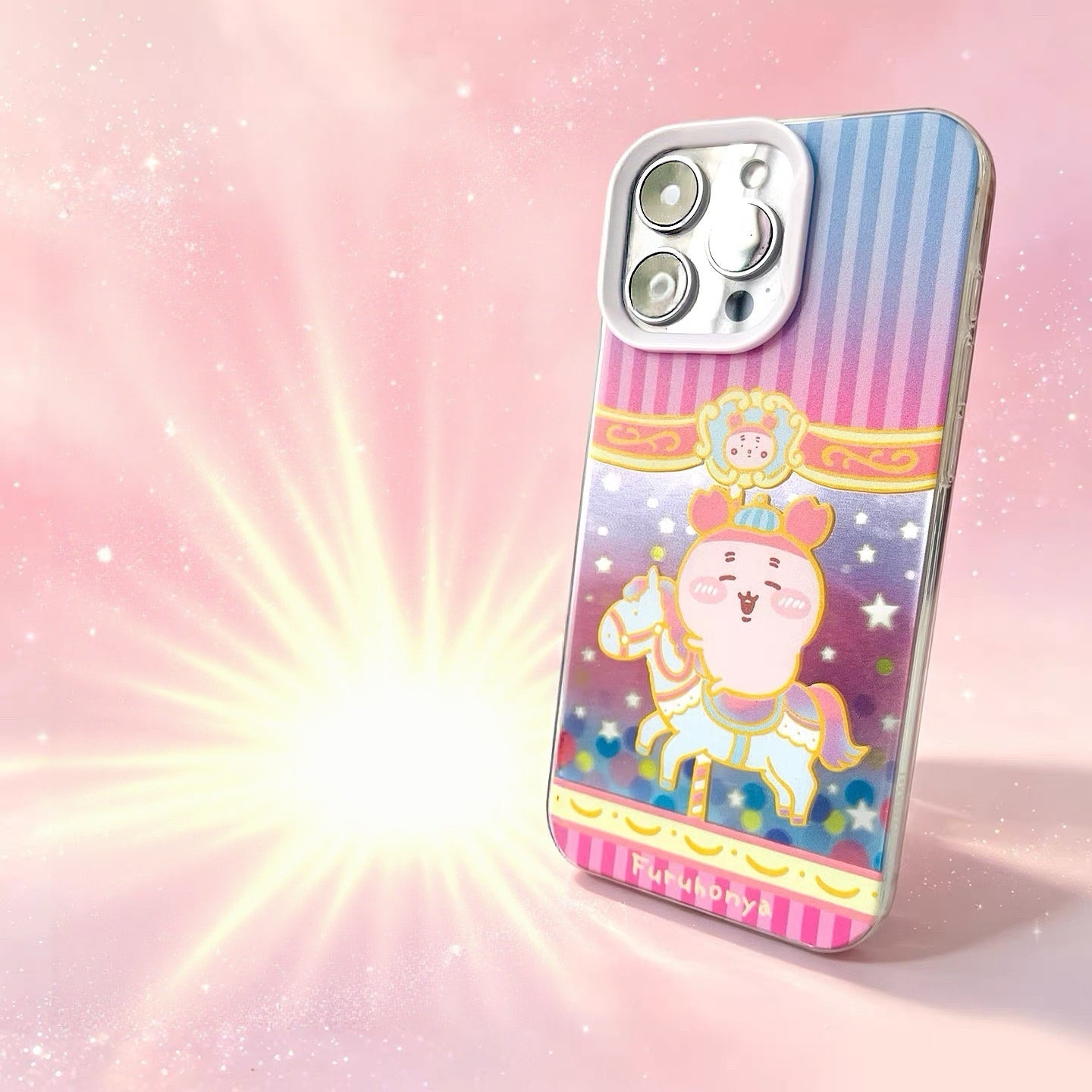 Japanese Cartoon ChiiKawa Go Round Laser Case | Merry Go Round with Momonga Kurimanju Rakko Shisa Crab - Phone Case Samsung Galaxy S26 S25 S24 S23 S22 S21 FE Ultra Edge