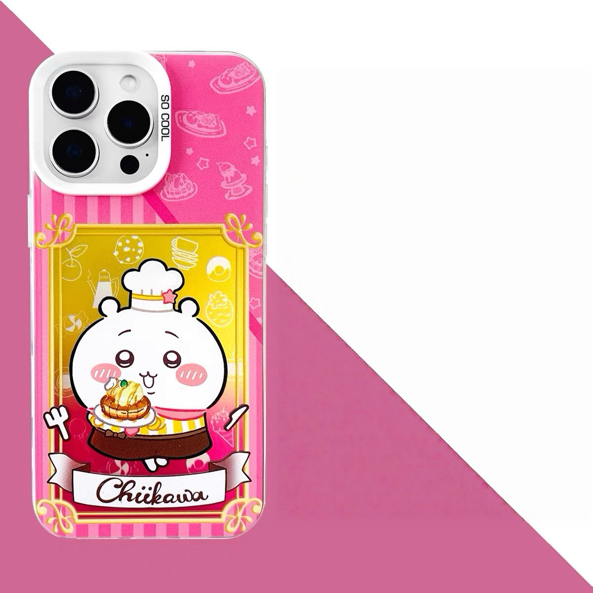 Japanese Cartoon ChiiKawa Cafe Cake Chef Laser Case | Chiikawa Hachiware Usagi Momonga Kurimanju Rakko 6 Styles - Phone Case Samsung Galaxy S26 S25 S24 S23 S22 S21 FE Ultra Edge