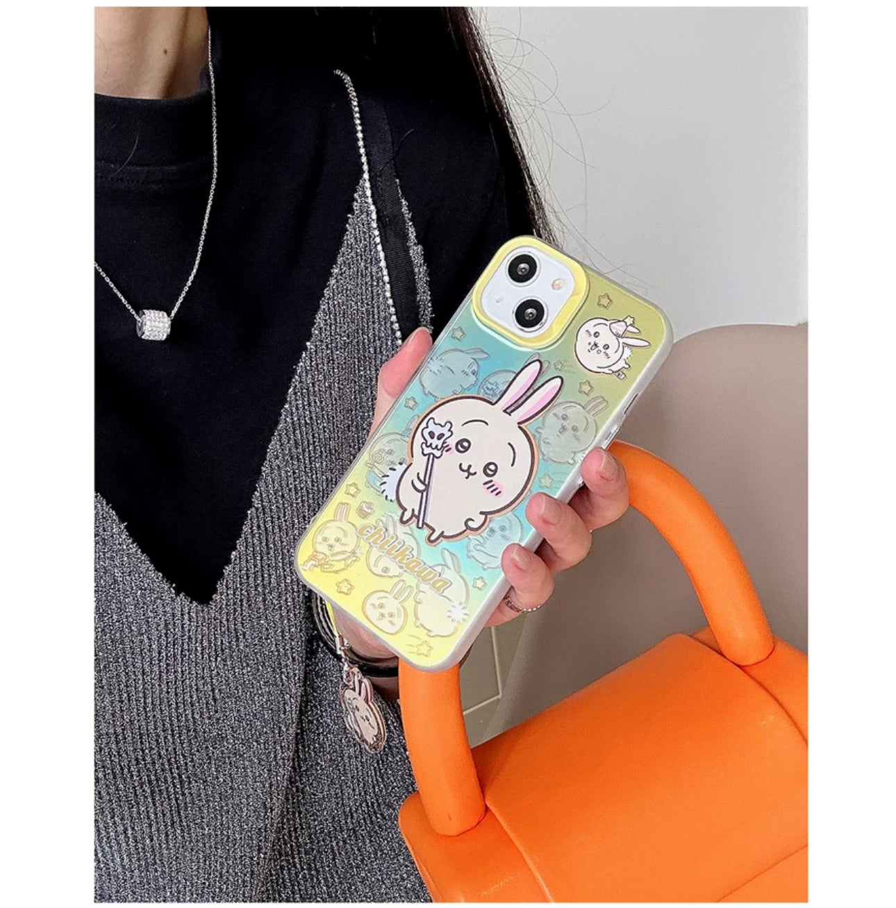 Japanese Cartoon iPhone Case with Strap | Laser ChiiKawa Hachiware Usagi Momonga - iPhone CasePhone Case  7 8 PLUS SE2 XS XR X 11 12 13 14 15 16 Pro Promax 12mini 13mini  WinnieTheBirds Toy Shop
