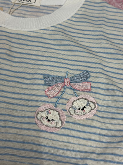 Korean Fashion Cute Animals Style T-Shirt Series | Cherry White Puppy - Kawaii Fashion Items