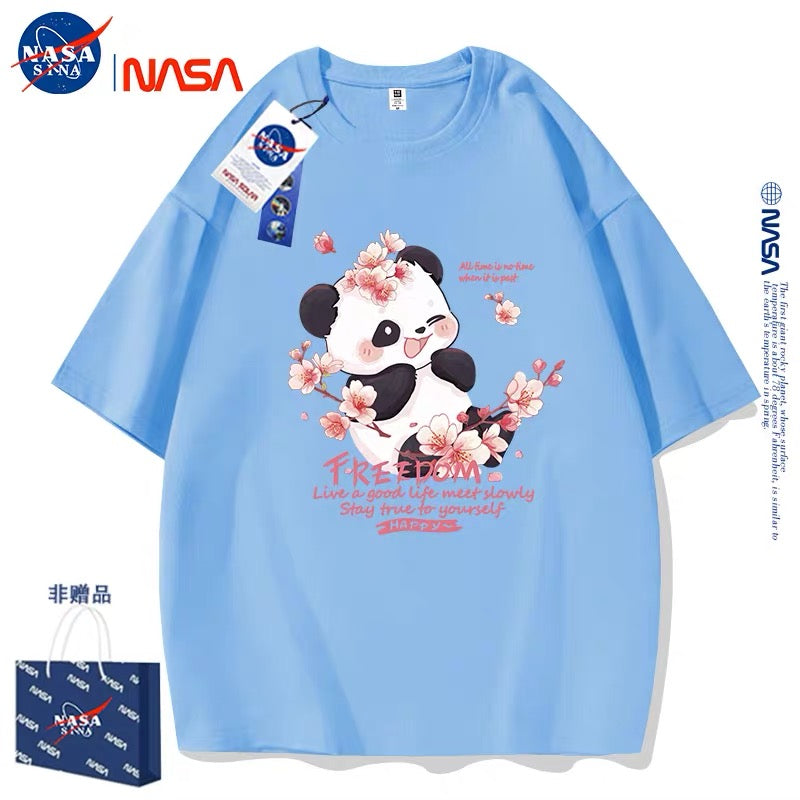 Cute Animals Panda Style T-Shirt Series | Smile Panda with Flower Part2 - Kawaii Fashion Items for Child & Adult