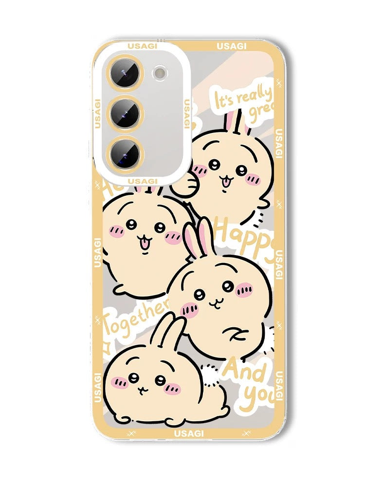 Japanese Cartoon Chiikawa Happy Enjoy Day Version | Chiikawa Hachiware Usagi Momonga Kurimanju - Phone Case Samsung Galaxy S26 S25 S24 S23 S22 S21 FE Ultra