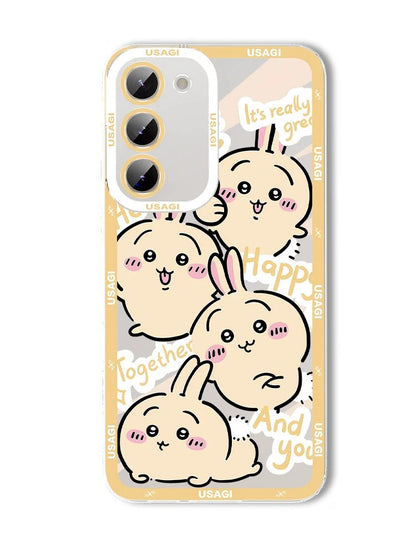 Japanese Cartoon Chiikawa Happy Enjoy Day Version | Chiikawa Hachiware Usagi Momonga Kurimanju - Phone Case Samsung Galaxy S26 S25 S24 S23 S22 S21 FE Ultra