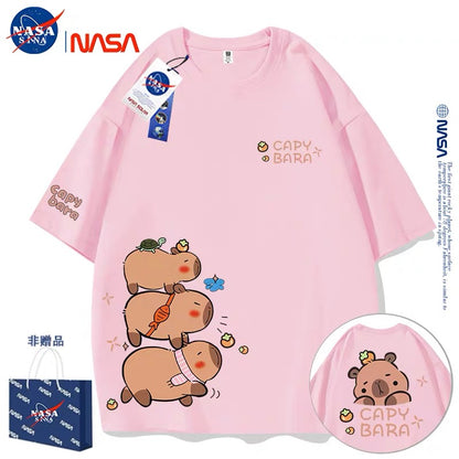 Cute Animals Capybara Style T-Shirt Series | Fun Capybara Group Front & Back Part1 - Kawaii Fashion Items for Child & Adult Matching outfits for Parents and Children