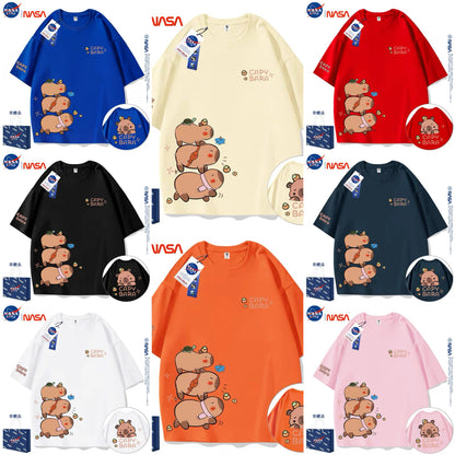 Cute Animals Capybara Style T-Shirt Series | Fun Capybara Group Part1 - Kawaii Fashion Items for Child & Adult Matching outfits for Parents and Children