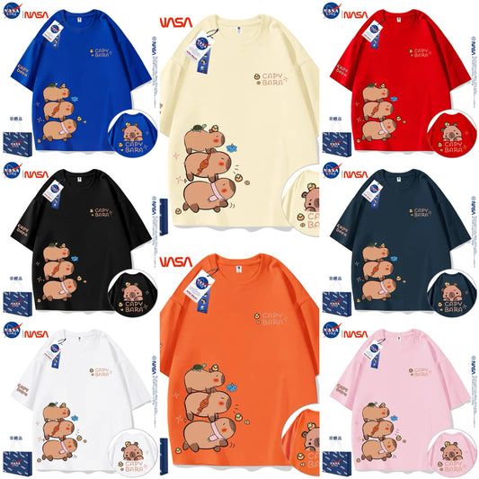 Cute Animals Capybara Style T-Shirt Series | Fun Capybara Group Part1 - Kawaii Fashion Items for Child & Adult Matching outfits for Parents and Children