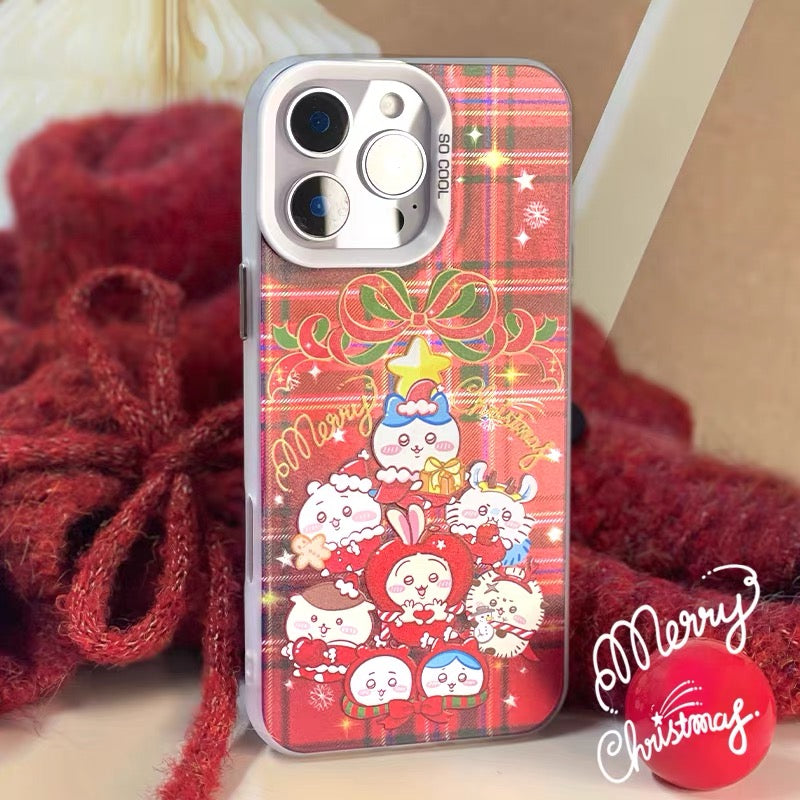 Japanese Cartoon ChiiKawa Merry Xmas Laser Case | Christmas Tree Group - Phone Case Samsung Galaxy S26 S25 S24 S23 S22 S21 FE Ultra Edge