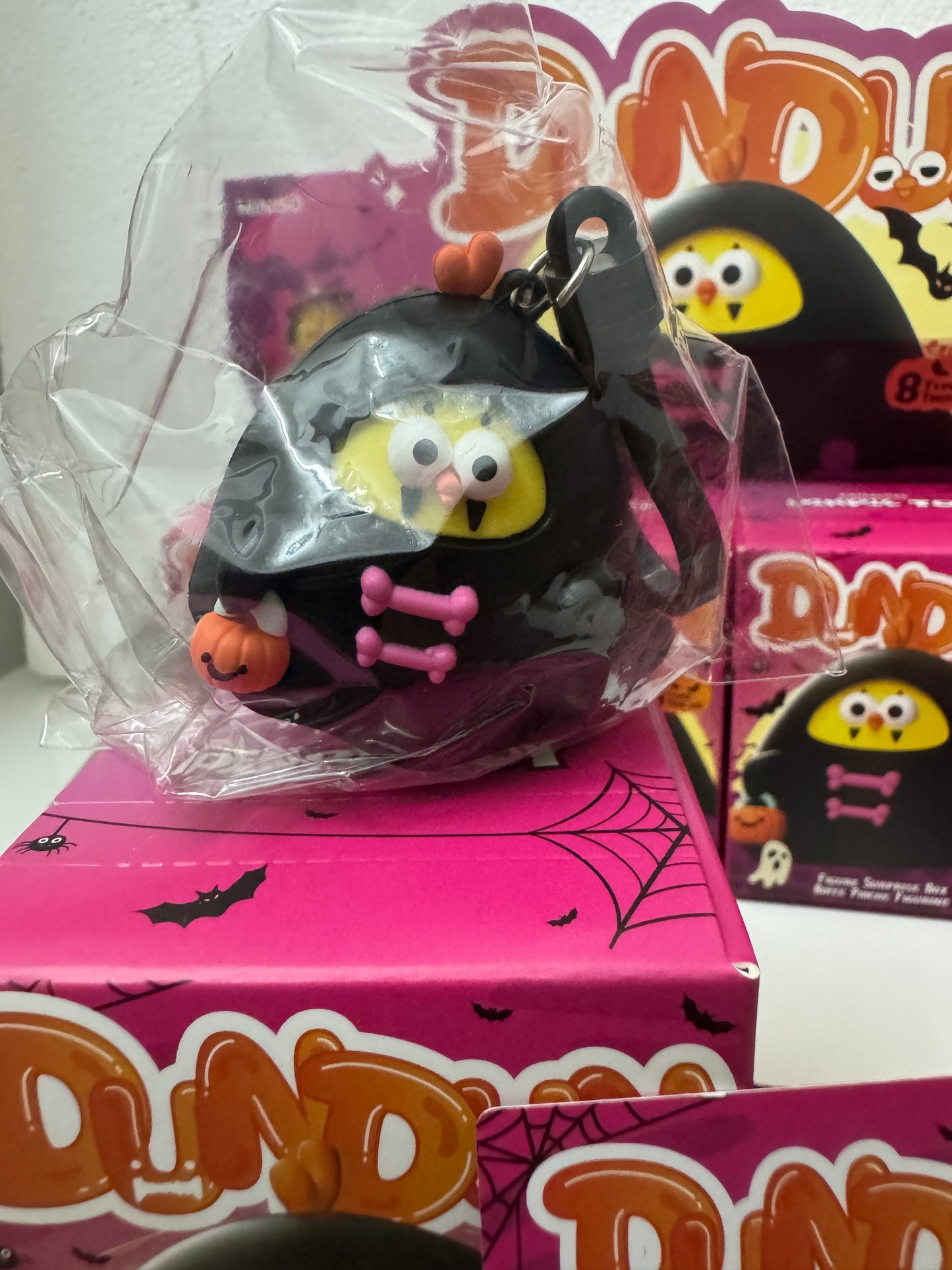 Lovely Chicken Fat Dundun Halloween Plastic Keychain | DunDun Black Ghost - Children Gift Animal Blind Box