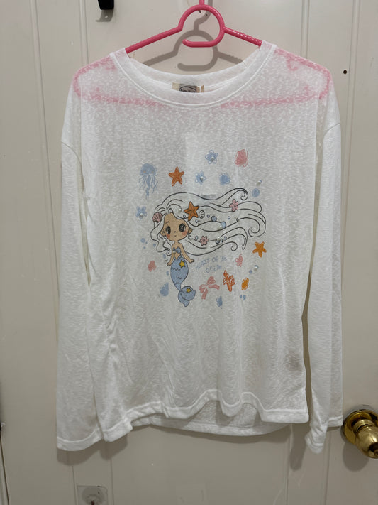 韓国風かわいい動物スタイル長袖日焼け止めTシャツシリーズ｜リトルガールユクマーメイドパール付き太陽の下で色が変わる-カワイイファッションアイテム