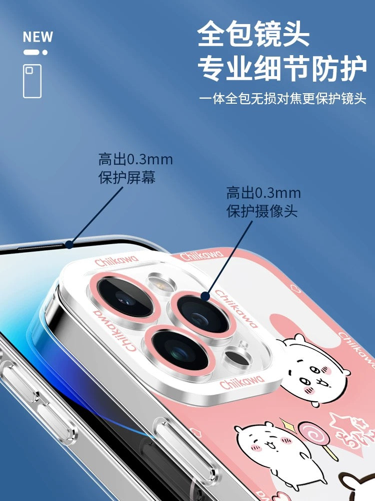 Japanese Cartoon Chiikawa with Stars Outing Version | Chiikawa Hachiware Usagi Momonga - iPhone Case PLUS SE2 XS XR X 11 12 13 14 15 16 16e 17 17e Pro Promax 12mini 13mini
