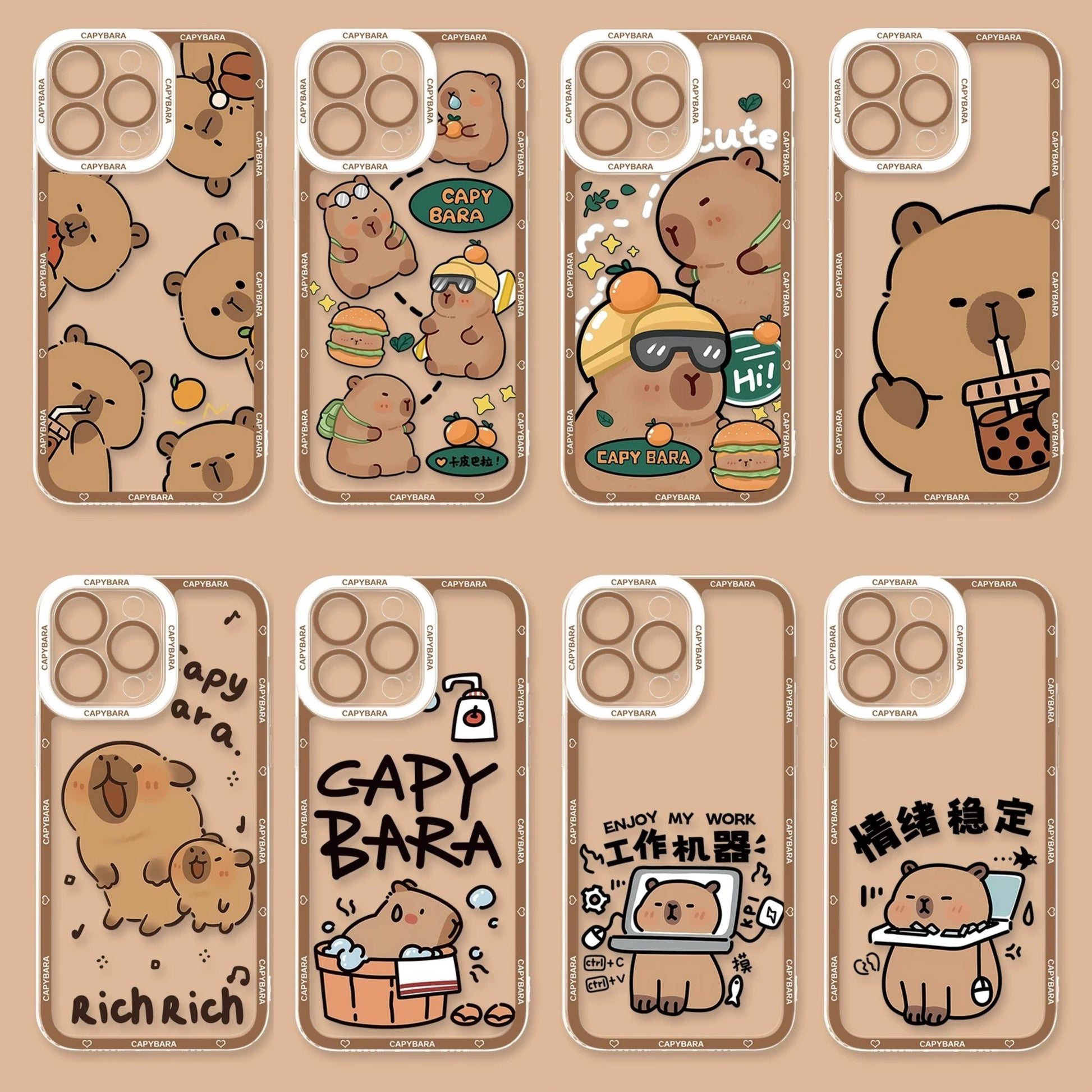 Cute Animal Capybara | Part3 8 Styles - iPhone Case PLUS SE2 XS XR X 11 12 13 14 15 16 16e 17 17e Pro Promax 12mini 13mini