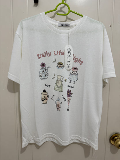 Korean Fashion Cute Style T-Shirt Series | Flower Tea Pots with Pearl - Kawaii Fashion Items