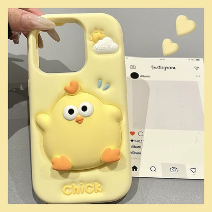 Lovely Chicken Fat Dundun Silicone Phone Case | Yellow Soft Chick - iPhone Case 13 14 15 16 17 Pro Promax