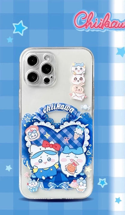 Japanese Cartoon ChiiKawa | Sweet Heart with Chiikawa My Melody Hachiware Hello Kitty Usagi Pompompurin Momonga Kuromi Clear - iPhone Case 11 12 13 14 15 16 Pro Promax WinnieTheBirds Toy Shop