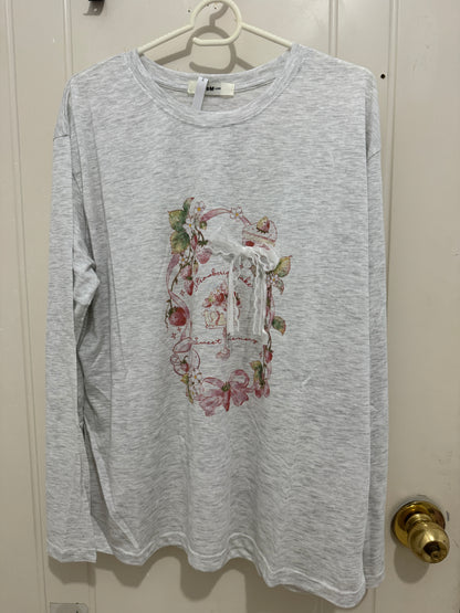Korean Fashion Cute Fruits Style Long-sleeved Sun Protection T-Shirt Series | Strawberry Cake Party - Kawaii Fashion Items