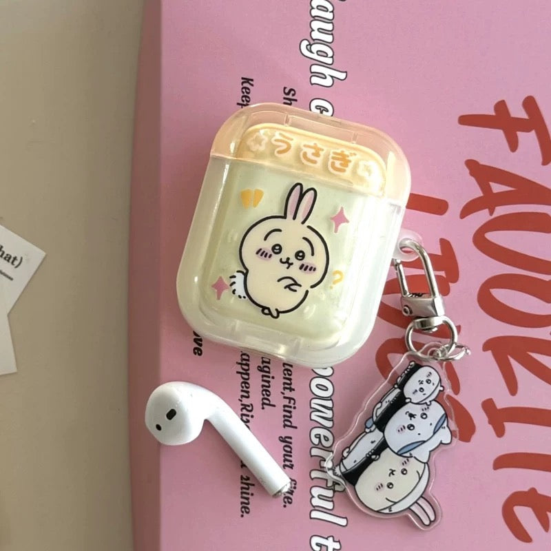 Japanese Cartoon ChiiKawa Lovely Day | Chiikawa Hachiware Usagi Pink Blue Yellow with Keychain - AirPods AirPodsPro AirPods3 AirPods4 Case WinnieTheBirds Toy Shop