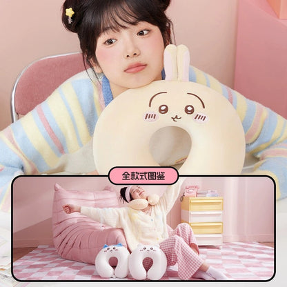 ChiiKawa X Miniso | ChiiKawa Hachiware Usagi Neck Pillow - Airplane Pillow Kawaii items Room Decoration  WinnieTheBirds Toy Shop