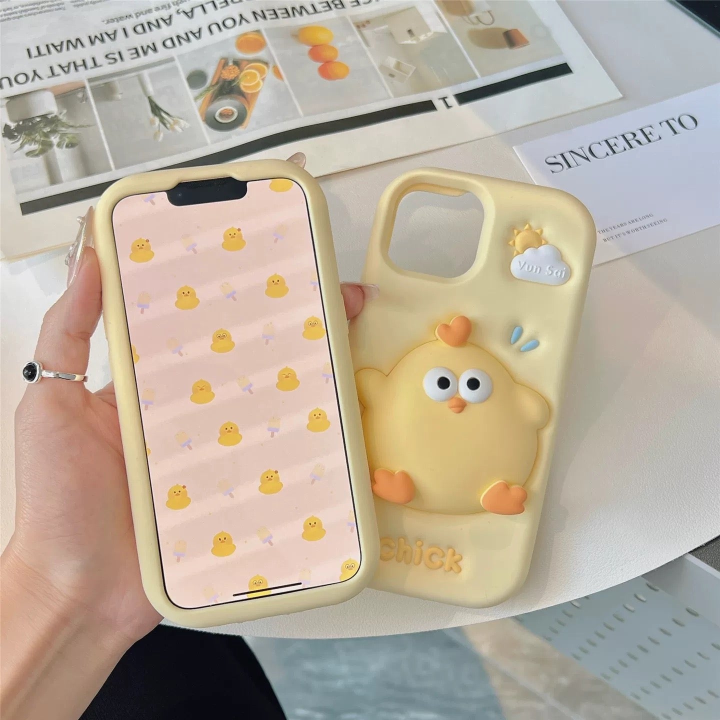 Lovely Chicken Fat Dundun Silicone Phone Case | Yellow Soft Chick - iPhone Case 13 14 15 16 17 Pro Promax