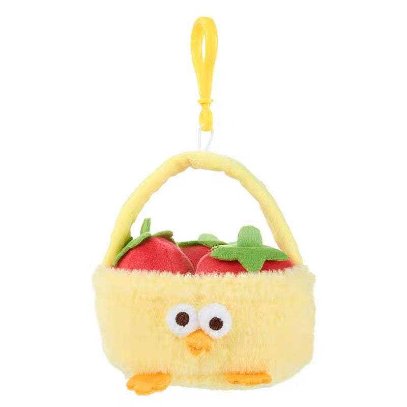 Lovely Chicken Fat Dundun Plush Doll Keychain | Fruit Basket Series Peach Lychee Blueberries Strawberry - Children Gift Animal Mini Plush Doll
