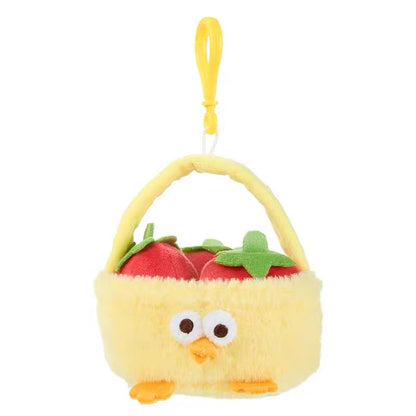 Lovely Chicken Fat Dundun Plush Doll Keychain | Fruit Basket Series Peach Lychee Blueberries Strawberry - Children Gift Animal Mini Plush Doll