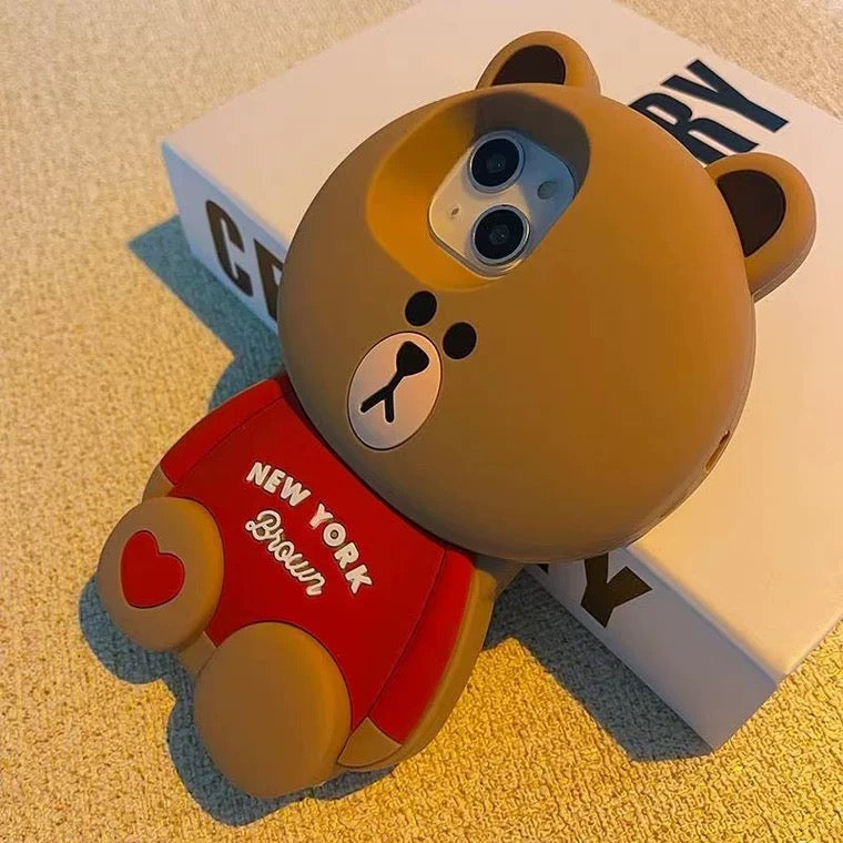 Line friends Big Brown Bear| New York Brown - iPhone Case iPhone XS XR X 11 12 13 14 15 Pro Promax