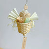 28x14cm Dreamy Style Pastel Wooden Flower with Rattan Basket - Bitting Hanging Birdies Toys Parrot Handmade Bird Toys Organic Bird Cages Accessories Lovebird Budgie Pacific Parrotlet