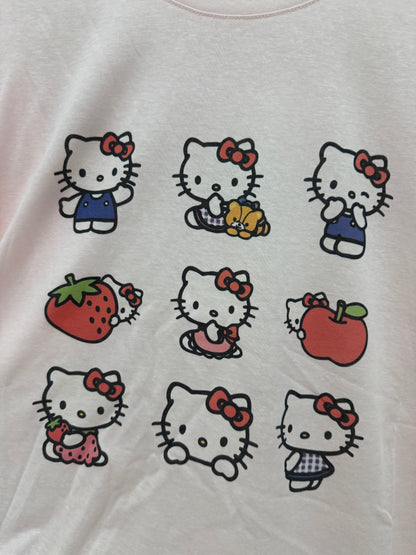 Korean Fashion Cute Cartoon Style T-Shirt Series | Vintage Hello Kitty with Strawberry - Kawaii Fashion Items